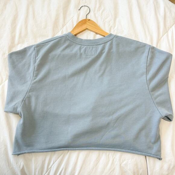 All Fenix Camila Cropped Sweatshirt Women’s Small Light Blue Long Sleeve Cotton - Picture 5 of 7